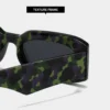 NOVORA Luxury Leopard Print Square Sunglasses for Men & Women | UV400 PC Frame with Clear Red & Blue Accents, Premium Fashion Eyewear Tiger Green