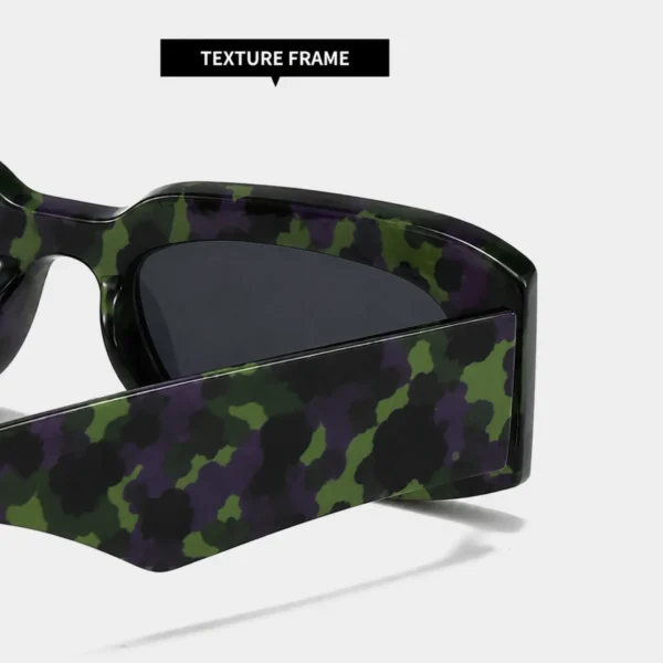 NOVORA Luxury Leopard Print Square Sunglasses for Men & Women | UV400 PC Frame with Clear Red & Blue Accents, Premium Fashion Eyewear Tiger Green