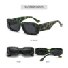 NOVORA Luxury Leopard Print Square Sunglasses for Men & Women | UV400 PC Frame with Clear Red & Blue Accents, Premium Fashion Eyewear Tiger Green