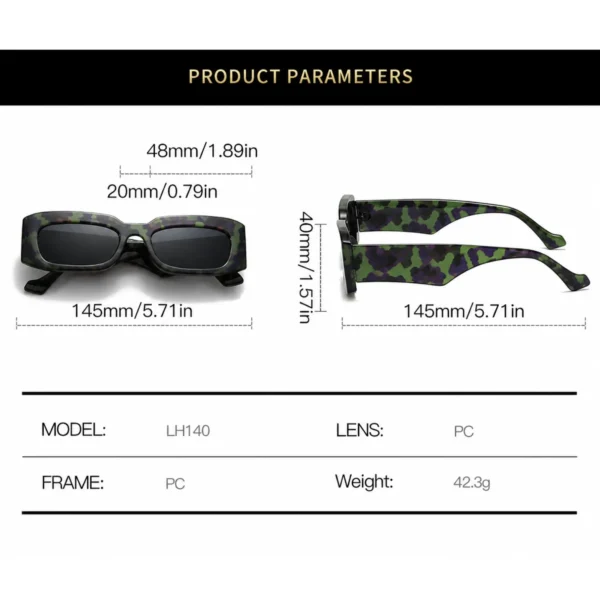 NOVORA Luxury Leopard Print Square Sunglasses for Men & Women | UV400 PC Frame with Clear Red & Blue Accents, Premium Fashion Eyewear Tiger Green