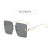 NOVORA Luxury Frameless Square Sunglasses for Men & Women | UV400 Protection, Premium Metal Frame & Modern Fashion Eyewear Golden & Black