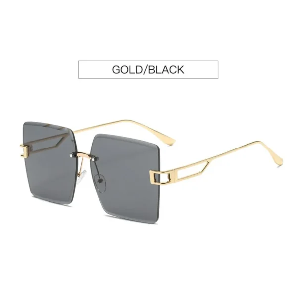 NOVORA Luxury Frameless Square Sunglasses for Men & Women | UV400 Protection, Premium Metal Frame & Modern Fashion Eyewear Golden & Black