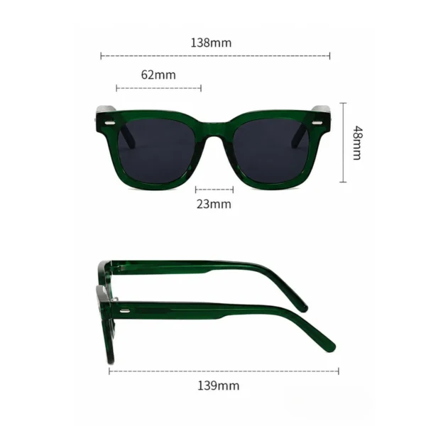 NOVORA Luxury Vintage Square Sunglasses for Men | Premium Green & Black Frame with Bold Retro Design for Timeless Fashion Green