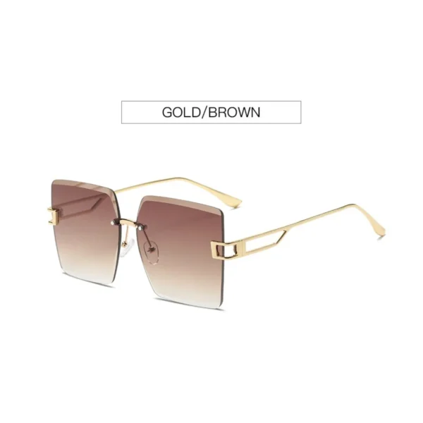NOVORA Luxury Frameless Square Sunglasses for Men & Women | UV400 Protection, Premium Metal Frame & Modern Fashion Eyewear Golden & Champagne