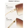 NOVORA Luxury Frameless Square Sunglasses for Men & Women | UV400 Protection, Premium Metal Frame & Modern Fashion Eyewear Golden & Champagne