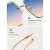 NOVORA Luxury Frameless Square Sunglasses for Men & Women | UV400 Protection, Premium Metal Frame & Modern Fashion Eyewear Golden & Blue