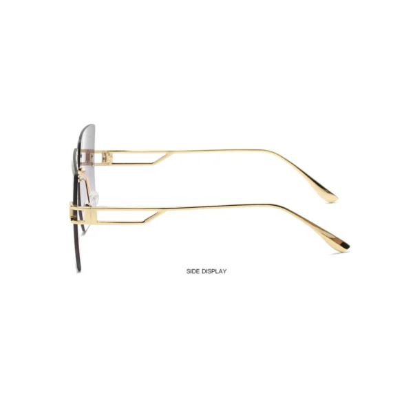 NOVORA Luxury Frameless Square Sunglasses for Men & Women | UV400 Protection, Premium Metal Frame & Modern Fashion Eyewear Golden & Blue