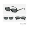 NOVORA Luxury Y2K Narrow Rectangle Sunglasses | UV400 Slim Full-Rim Eyewear with Mesh Temple & Rivet Details, Retro Fashion Design Black