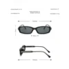 NOVORA Luxury Y2K Narrow Rectangle Sunglasses | UV400 Slim Full-Rim Eyewear with Mesh Temple & Rivet Details, Retro Fashion Design Black