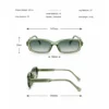 NOVORA Luxury Y2K Narrow Rectangle Sunglasses | UV400 Slim Full-Rim Eyewear with Mesh Temple & Rivet Details, Retro Fashion Design Green