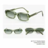 NOVORA Luxury Y2K Narrow Rectangle Sunglasses | UV400 Slim Full-Rim Eyewear with Mesh Temple & Rivet Details, Retro Fashion Design Green