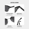 NOVORA Luxury Retro Round Sunglasses for Men & Women | UV400 Half-Rim Black PC Frame with Timeless Vintage Fashion Design BLACK