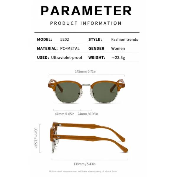 NOVORA Luxury Retro Round Sunglasses for Men & Women | UV400 Half-Rim Black PC Frame with Timeless Vintage Fashion Design GREEN