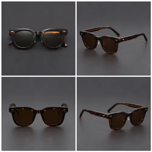 NOVORA Luxury Vintage Square Sunglasses for Men  | Premium Green & Black Frame with Bold Retro Design for Timeless Fashion Tiger