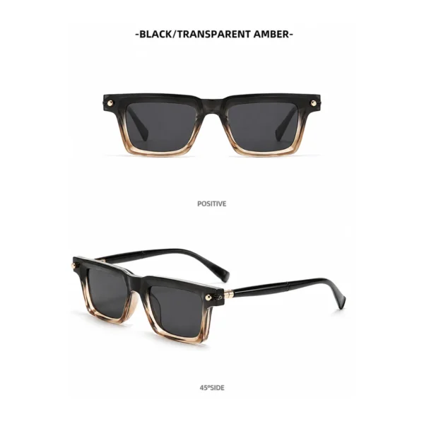 NOVORA Luxury Square Sunglasses for Men & Women | Vintage Y2K Polarized Eyewear with UV Protection, Premium Fashion Designer Style Black Tiger