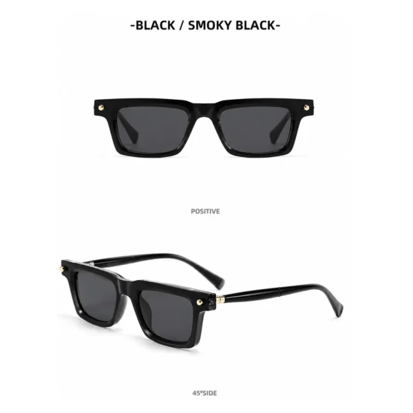 NOVORA Luxury Square Sunglasses for Men & Women | Vintage Y2K Polarized Eyewear with UV Protection, Premium Fashion Designer Style Black