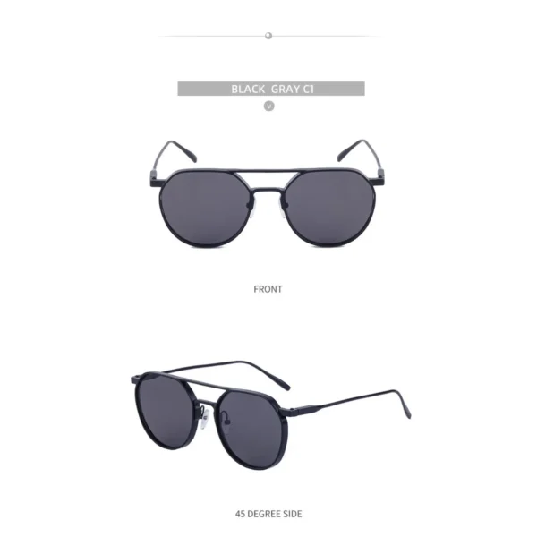 NOVORA Metal Double Bridge Sunglasses Champagne Gold Frame PC Lens UV400 Protection for Men & Women | Stylish Eyewear for Driving, Outdoor & Travel. BLACK
