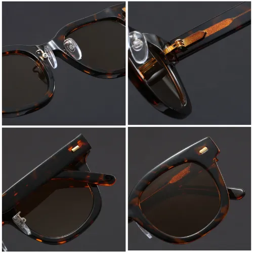 NOVORA Luxury Vintage Square Sunglasses for Men  | Premium Green & Black Frame with Bold Retro Design for Timeless Fashion Tiger