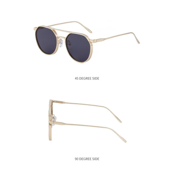 NOVORA Metal Double Bridge Sunglasses Champagne Gold Frame PC Lens UV400 Protection for Men & Women | Stylish Eyewear for Driving, Outdoor & Travel. GOLDEN