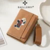 Novora Women's Short PU Leather Wallet | Cute Dachshund Embroidered Design with Multiple Card Slots, Small Fashion Wallet for Girls & Students BROWN