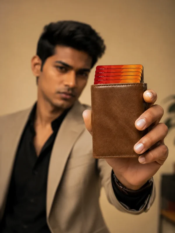 NOVORA Slim RFID Blocking Pop Up Wallet for Men - Card Holder & Zipper Coin Purse