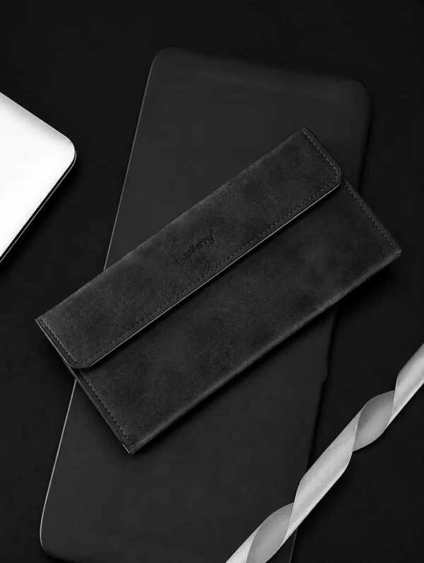 Novora Men's Business Long Wallet | Minimalist PU Leather Wallet with Multiple Card Slots, Premium Stitching & Cash Organizer BLACK