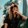 NOVORA Luxury Leopard Print Square Sunglasses for Men & Women | UV400 PC Frame with Clear Red & Blue Accents, Premium Fashion Eyewear Tiger Green