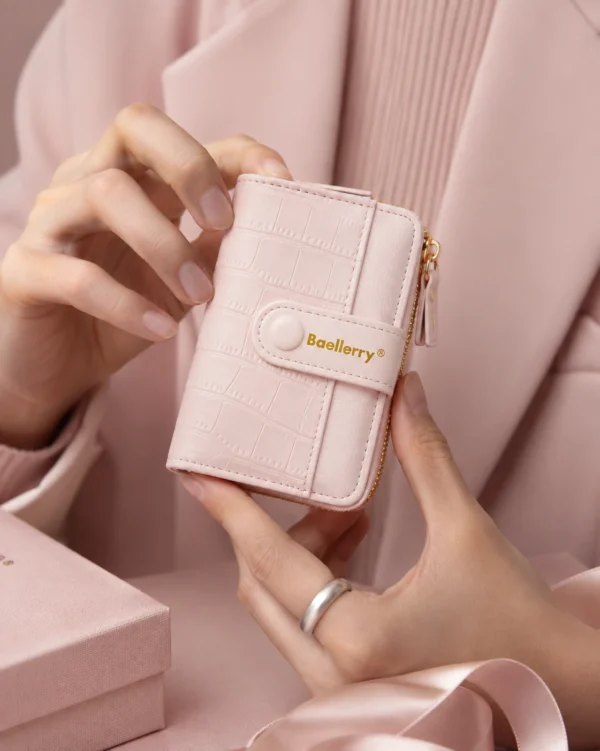Novora Women's Slim PU Leather Wallet 2026 | Bifold Short Wallet with Zipper Coin Pocket, Card Holder & ID Window pink