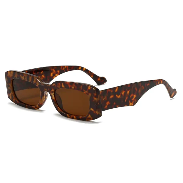 NOVORA Luxury Leopard Print Square Sunglasses for Men & Women | UV400 PC Frame with Clear Red & Blue Accents, Premium Fashion Eyewear Tiger