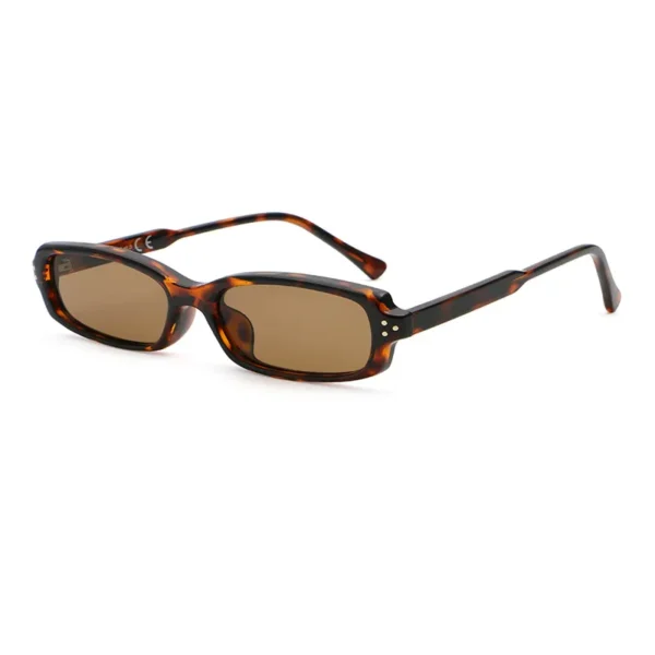 NOVORA Luxury Y2K Narrow Rectangle Sunglasses | UV400 Slim Full-Rim Eyewear with Mesh Temple & Rivet Details, Retro Fashion Design Tiger