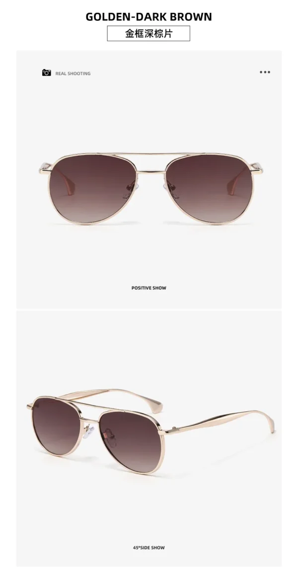 NOVORA Luxury UV400 Sunglasses for Men & Women | Premium Metal Frame Fashion Eyewear with Elegant Personality Design Golden Dark Brown