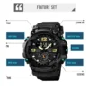 SKMEI 1637 Men’s Sport Watch | Analog-Digital Display, Stainless Steel Case, Leather Strap, 50M Water Resistant BLACK