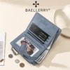 Novora Women's Short PU Leather Wallet | Waterproof Zipper Coin Purse with Card Holder, Color Block Cartoon Design for Girls & Students BLUE