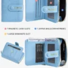 Novora Women's Slim PU Leather Wallet 2026 | Bifold Short Wallet with Zipper Coin Pocket, Card Holder & ID Window SKY BLUE