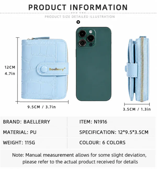 Novora Women's Slim PU Leather Wallet 2026 | Bifold Short Wallet with Zipper Coin Pocket, Card Holder & ID Window SKY BLUE