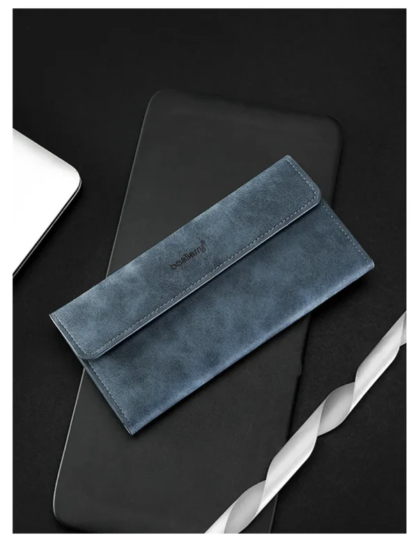 Novora Men's Business Long Wallet | Minimalist PU Leather Wallet with Multiple Card Slots, Premium Stitching & Cash Organizer BLUE