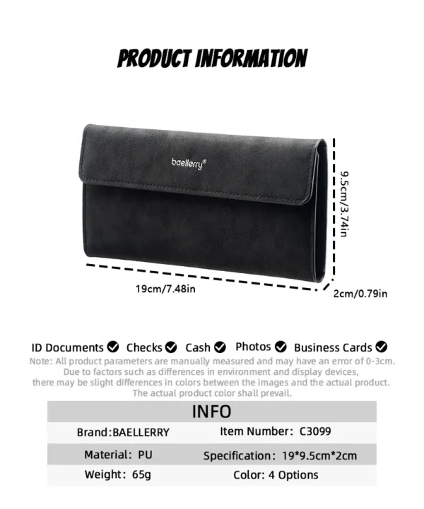 Novora Men's Business Long Wallet | Minimalist PU Leather Wallet with Multiple Card Slots, Premium Stitching & Cash Organizer BLACK