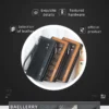 NOVORA Baellerry Business Men's Vintage Black PU Leather Wallet - Large Capacity Multi-Function Zipper Clutch Bag, Mobile Phone Pouch, Long Cash Holder & Stylish Travel Handbag for Men