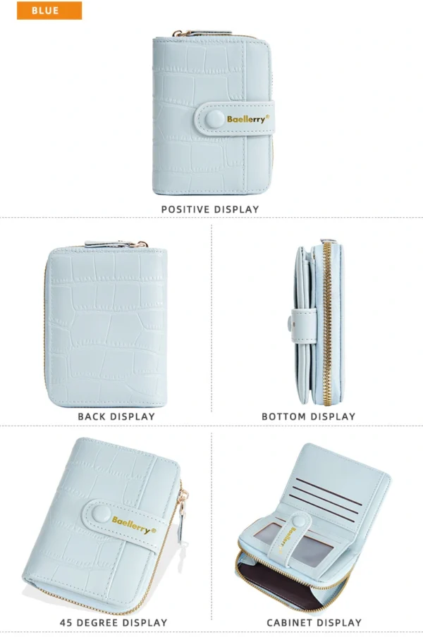 Novora Women's Slim PU Leather Wallet 2026 | Bifold Short Wallet with Zipper Coin Pocket, Card Holder & ID Window SKY BLUE