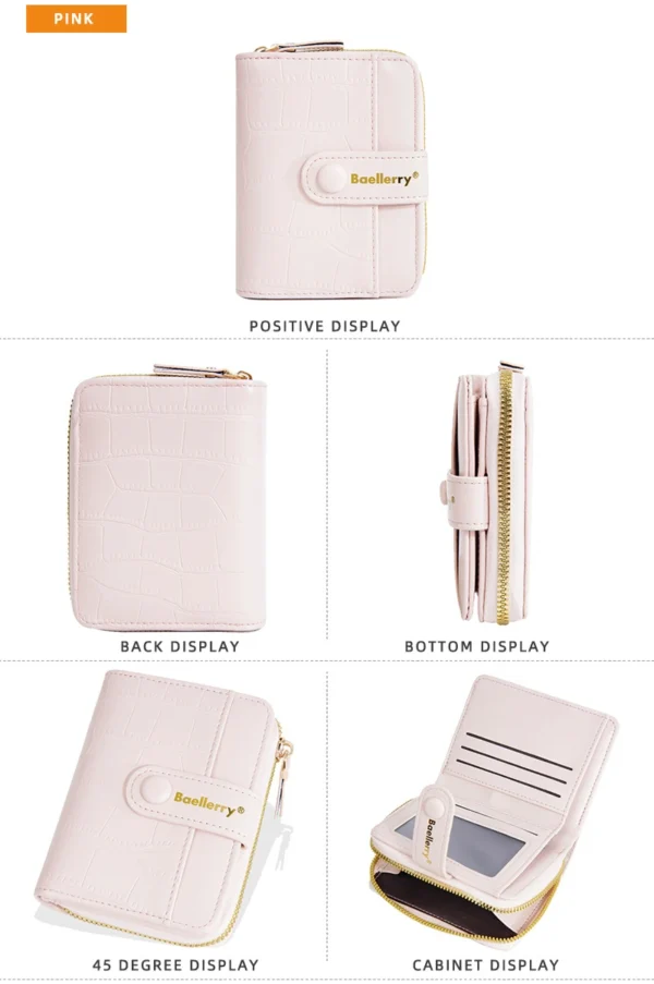 Novora Women's Slim PU Leather Wallet 2026 | Bifold Short Wallet with Zipper Coin Pocket, Card Holder & ID Window pink