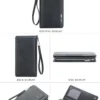 NOVORA Baellerry Business Men's Vintage Black PU Leather Wallet - Large Capacity Multi-Function Zipper Clutch Bag, Mobile Phone Pouch, Long Cash Holder & Stylish Travel Handbag for Men