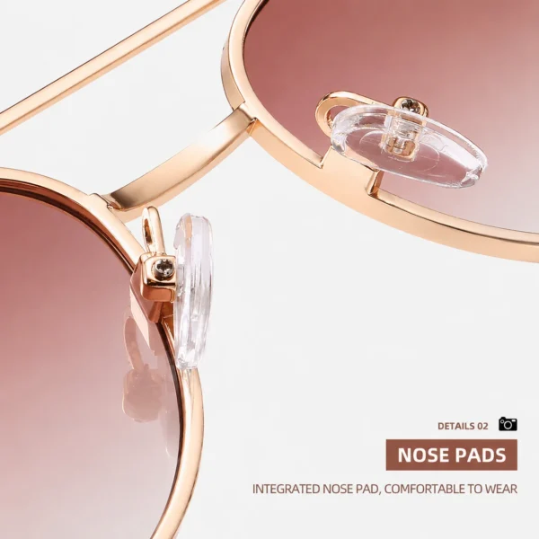 NOVORA Luxury UV400 Sunglasses for Men & Women | Premium Metal Frame Fashion Eyewear with Elegant Personality Design Golden Gradient Pink