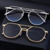 NOVORA Metal Double Bridge Sunglasses Champagne Gold Frame PC Lens UV400 Protection for Men & Women | Stylish Eyewear for Driving, Outdoor & Travel. GREEN