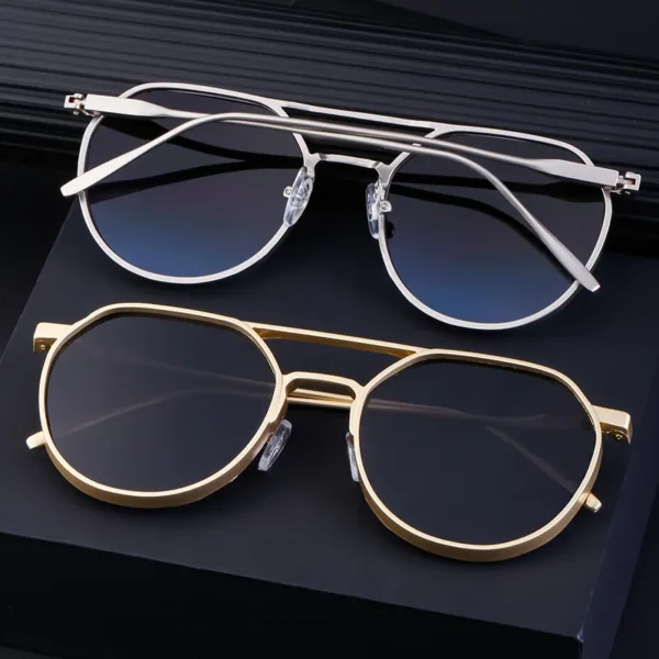 NOVORA Metal Double Bridge Sunglasses Champagne Gold Frame PC Lens UV400 Protection for Men & Women | Stylish Eyewear for Driving, Outdoor & Travel. GREEN