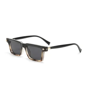NOVORA Luxury Square Sunglasses for Men & Women | Vintage Y2K Polarized Eyewear with UV Protection, Premium Fashion Designer Style Black Tiger