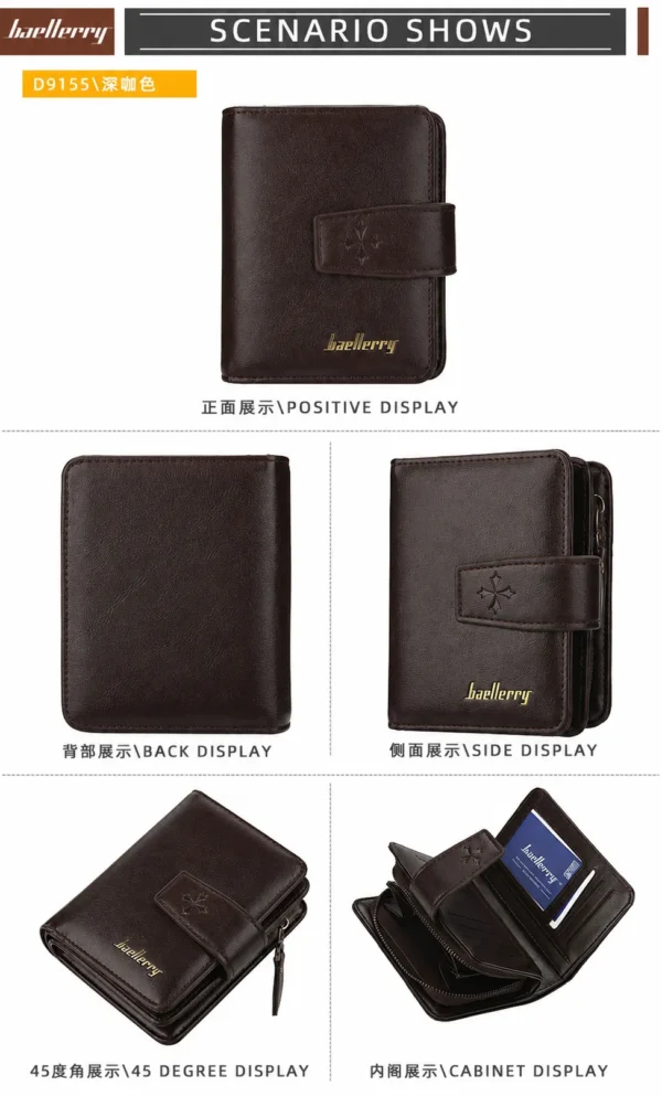 NOVORA Baellerry Vintage Coffee Leather Wallet for Men - Short Pocket Coin Purse, Durable Card Holder & Slim Male Purse with Secure Coin Pouch