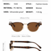 NOVORA Luxury Retro Round Sunglasses for Men & Women | UV400 Half-Rim Black PC Frame with Timeless Vintage Fashion Design TIGER