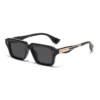 NOVORA Luxury Rectangular Sunglasses for Men & Women | UV400 Leopard Print PC Frame with Modern Square Design & Premium Fashion Eyewear BLACK