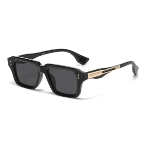 NOVORA Luxury Rectangular Sunglasses for Men & Women | UV400 Leopard Print PC Frame with Modern Square Design & Premium Fashion Eyewear BLACK