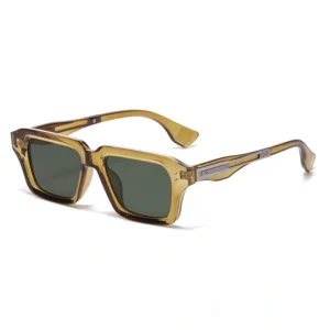 NOVORA Luxury Rectangular Sunglasses for Men & Women | UV400 Leopard Print PC Frame with Modern Square Design & Premium Fashion Eyewear GREEN